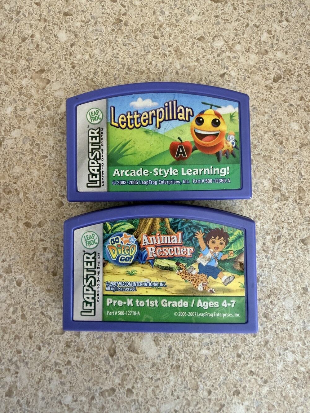 Leap Frog Leapster Go Diego Go Animal Rescuer Game Cartridge & Letterpillar Game